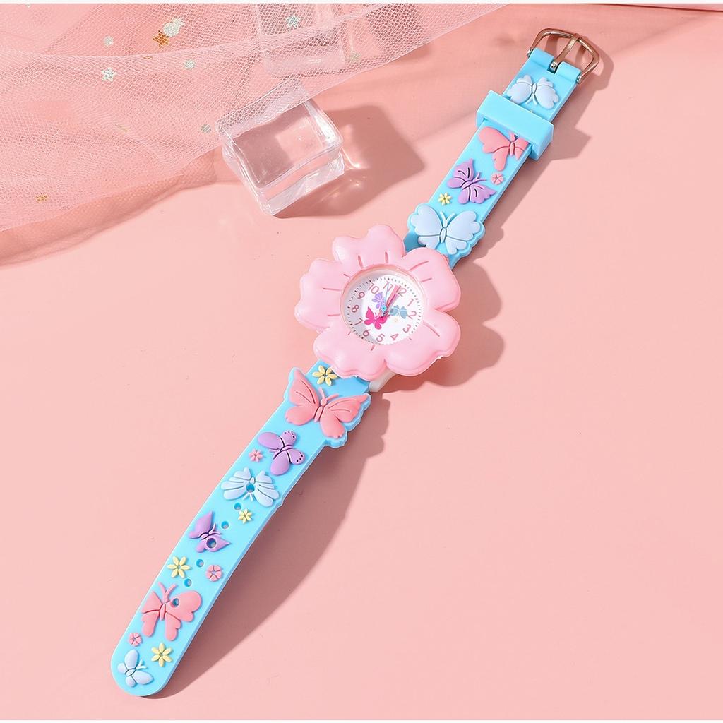 Orologio da Polso Cartoon con Fiore e Farfalla per Bambini, Modello 3D