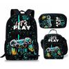 Spielkonsolen-Schülerrucksack D-made Dreiteiliges Paket, Federmäppchen, Bedruckter Rucksack, Rucksack
