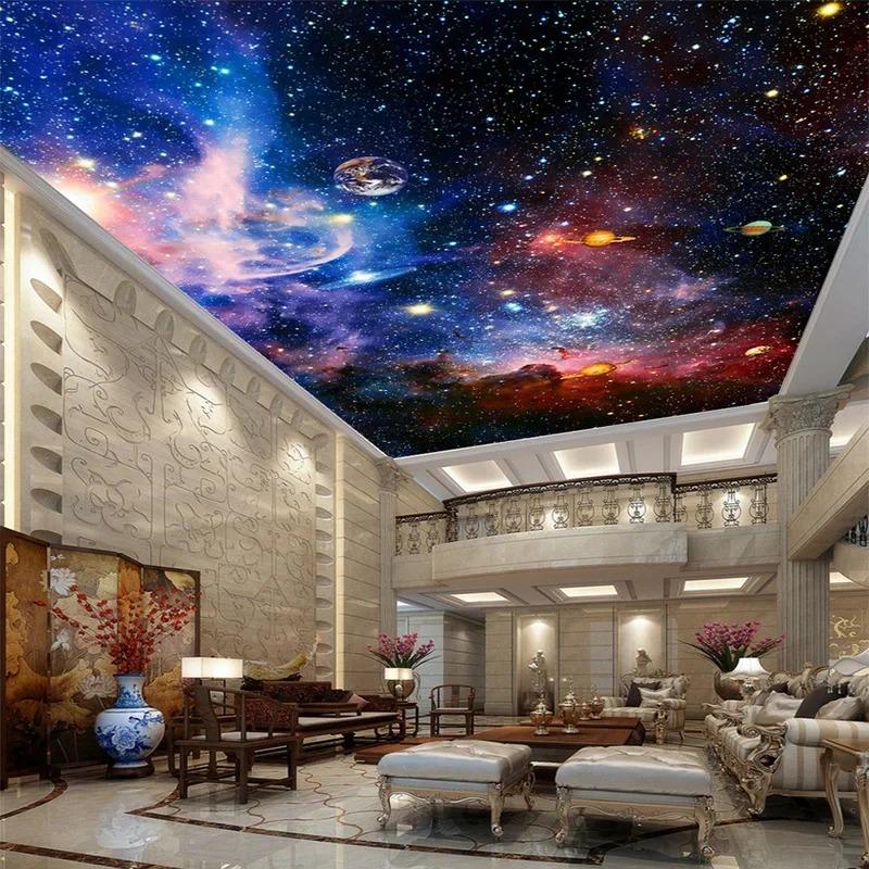 Ceiling Mural Wallpaper Modern 3d Cosmic Starry Sky Space Photo Wall Paper Living Room Theme Hotel Background Wall Murals