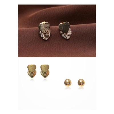 Women's Double Heart Gold Style Charm Earrings