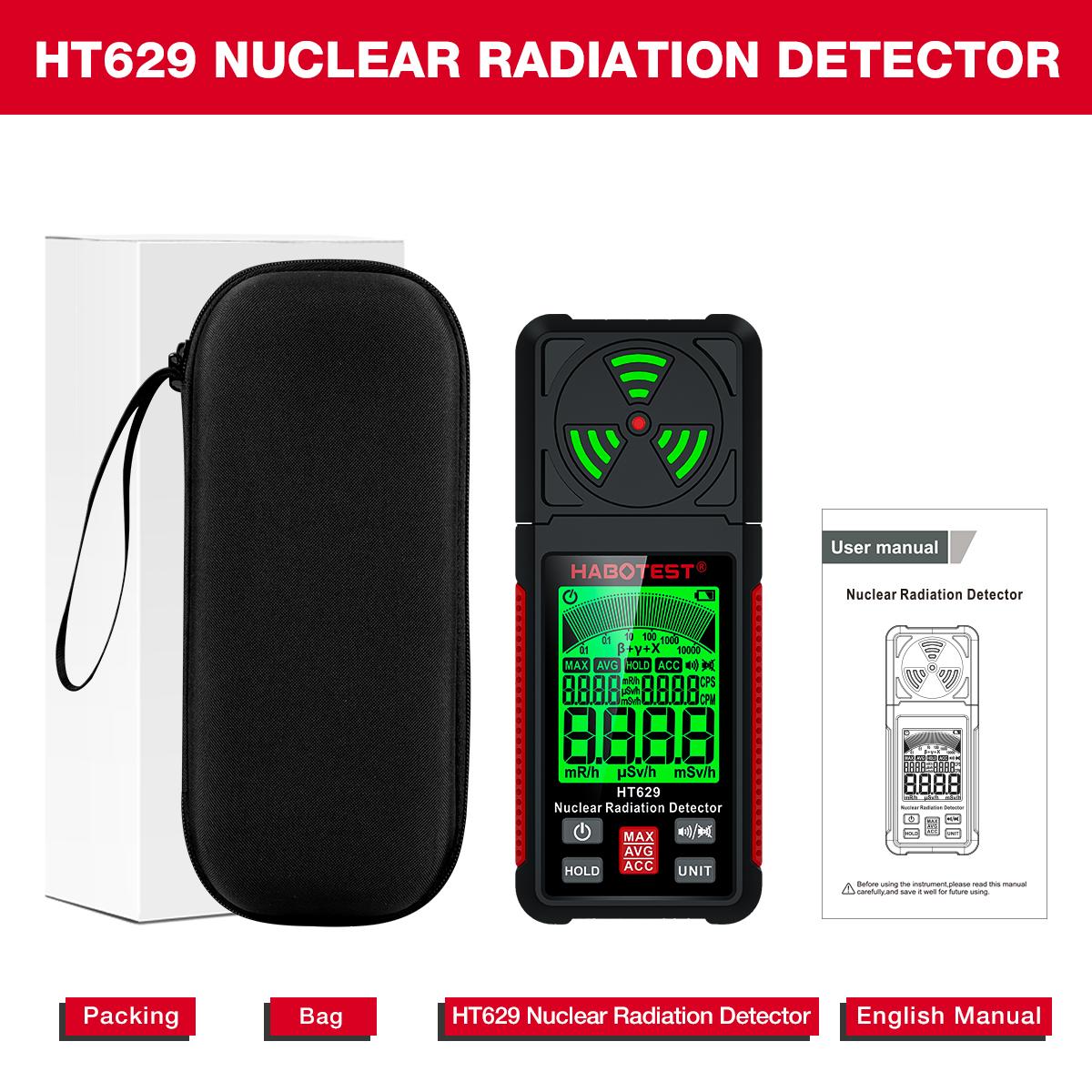 

Портативный счетчик Гейгера HT629, детектор радиации, персональный дозиметр, детектор рентгеновского, бета-гамма-излучения с большим экраном