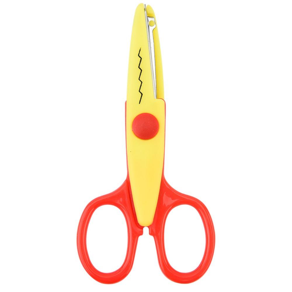 1/6PCS DIY Color Lace Scissors Comfortable Hand Wavy Pattern Art Safety Scissors Small Round Head Stationery Paper Cutter
