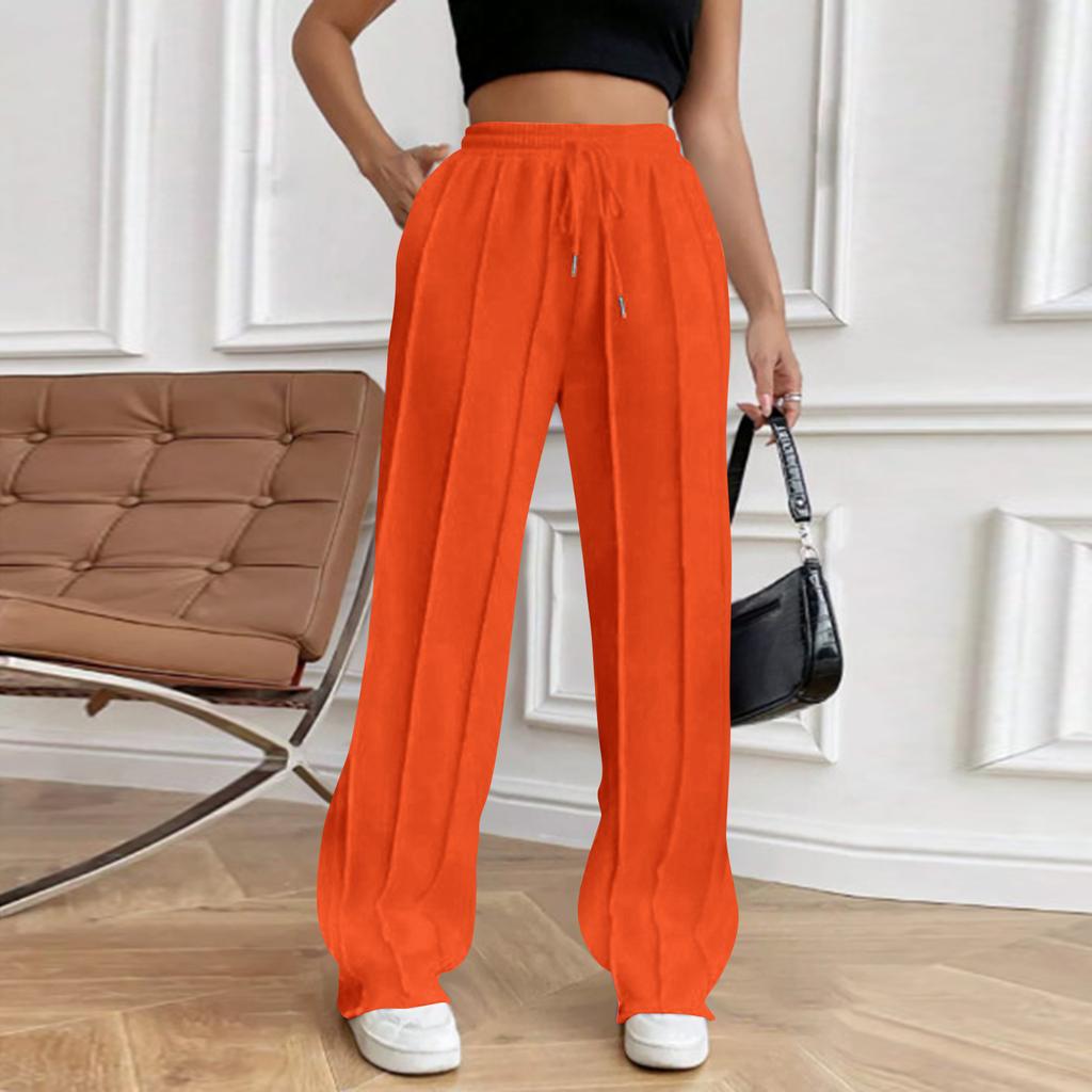 Women's Casual Fashion High Waist Loose Pleated Wide Leg Pants