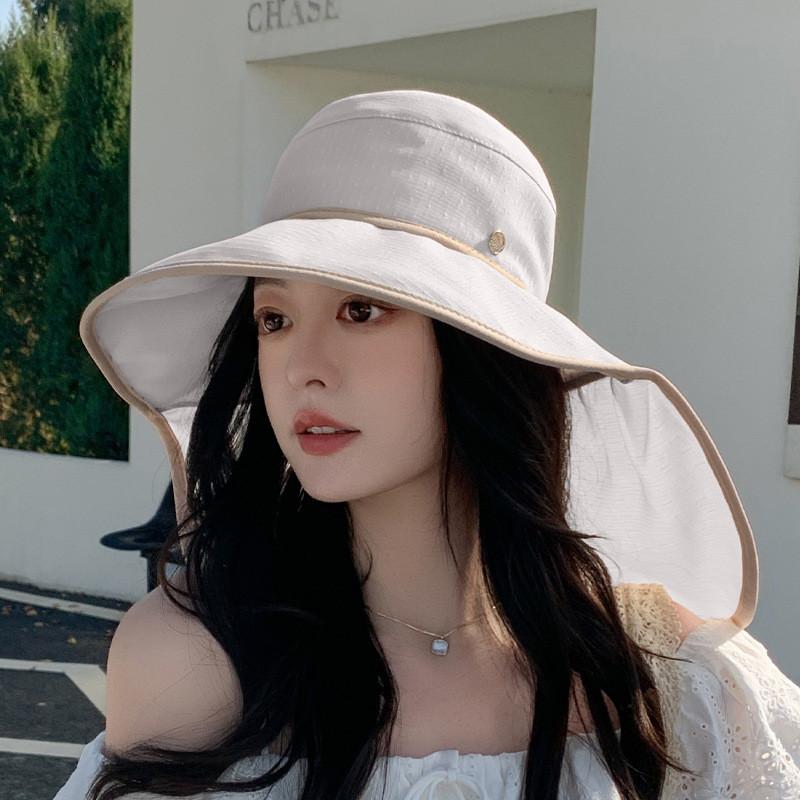 Summer Wide Brim Sun Hat For Women With Breathable Polyester Material For Outdoor Sun Protection