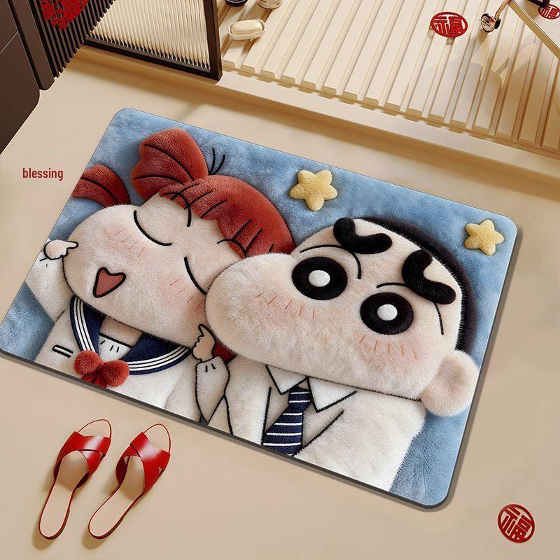 Shin-chan Diatom Mud Bath Mat - Quick-Dry, Non-Slip, Water-Absorbent Floor Pad for Bathroom and Toilet