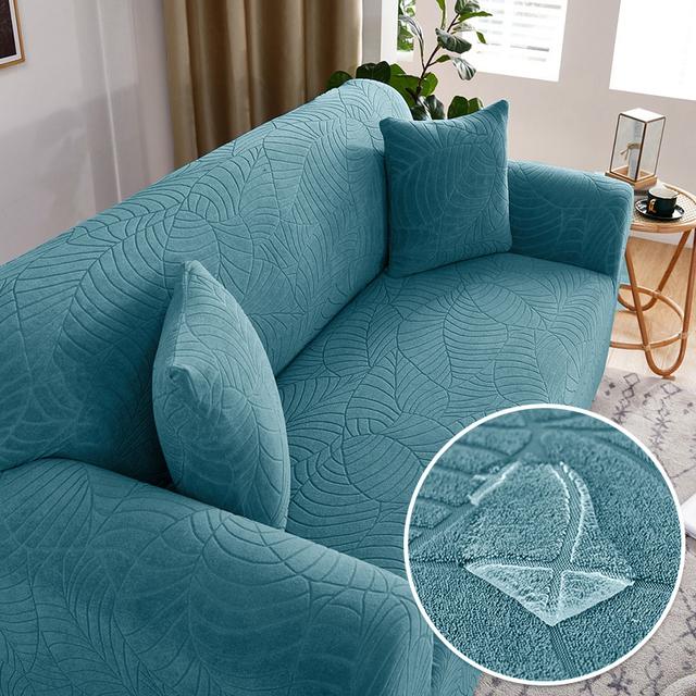 Lellen Waterproof Jacquard Sofa Covers Thick Elastic Corner Solid Couch Cover L Shaped Sofa Slipcover Protector 1 /2 /3 /4 Seater