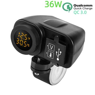 Chargeur USB QC3.0 Moto Charge Rapide Affichage de la Température Chargeur de Téléphone Moto 12V 24V Adaptateur Allume-Cigare Prise
