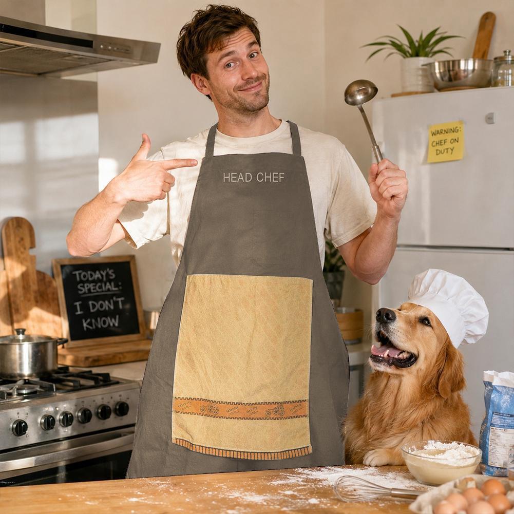 Funny Prank Apron with Surprise Pocket for Chef Cooking Kitchen Humor Novelty Gag Gift Idea for Men Women Friends Party