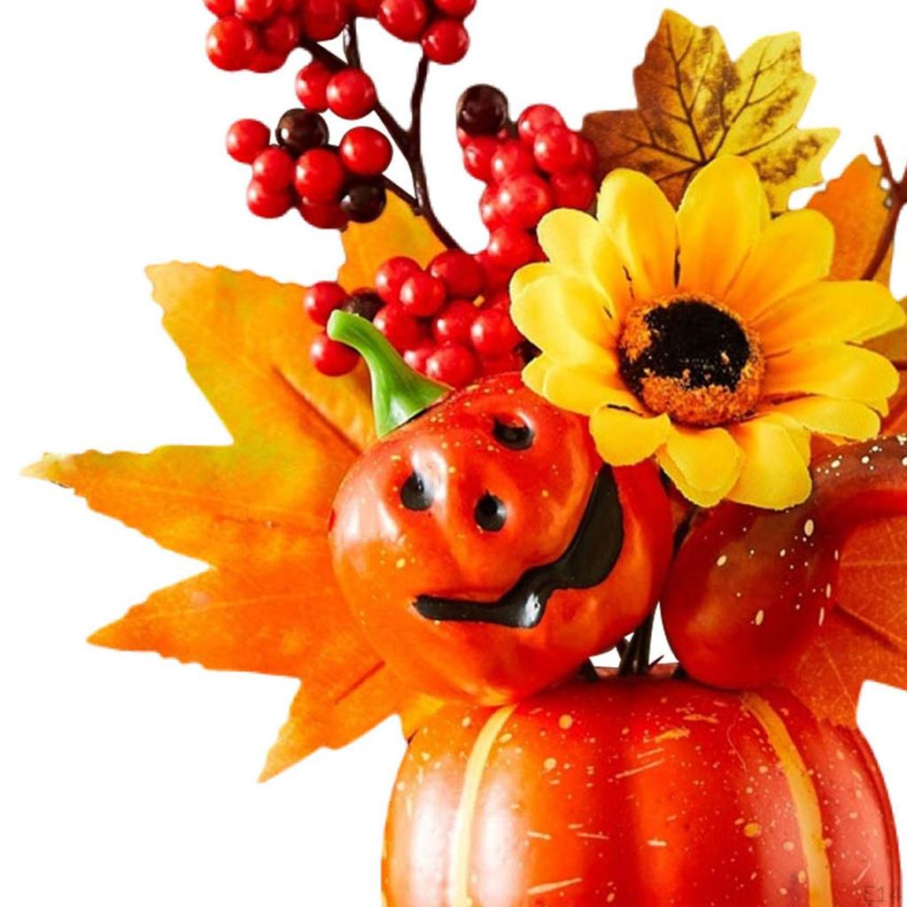 Autumn Pumpkin Sturdy Table Centerpiece Thanksgiving Artificial for Mantel, Fireplace, Desk,