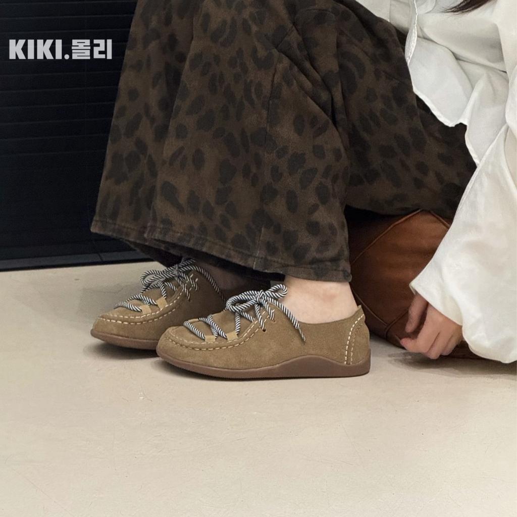 Leather kangaroo shoes women's 2025 spring new retro women's shoes platform small leather shoes deep mouth single shoes heightening casual shoes