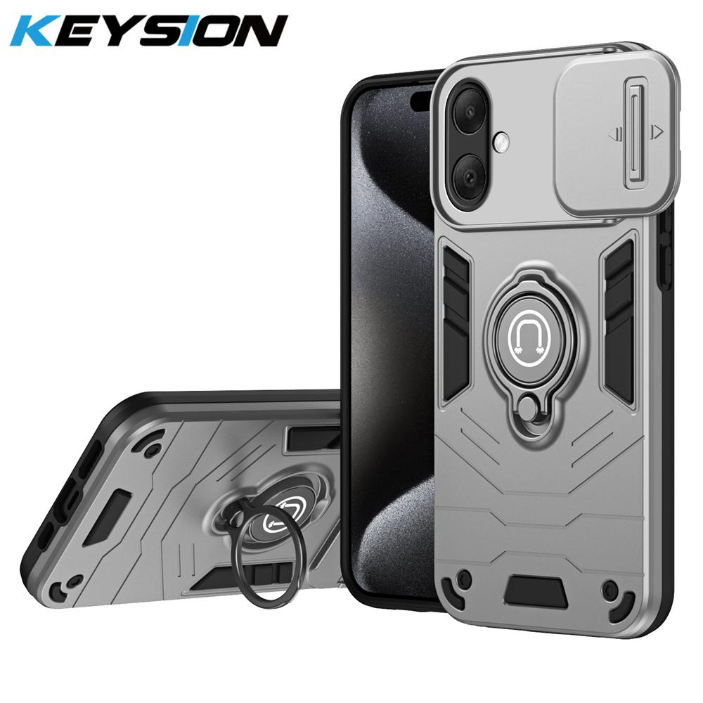 

KEYSION Противоударный бронированный чехол для Samsung A17 5G A07 4G Защитное кольцо для объектива камеры Подставка Задняя крышка для телефона для Galaxy A07 A17 5G for Samsung A07 серый