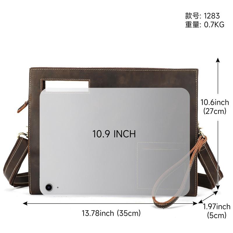 Crazy Horse Skin Men's Crossbody Bag Retro Simple Handheld Letter Package Business Travel Shoulder Men