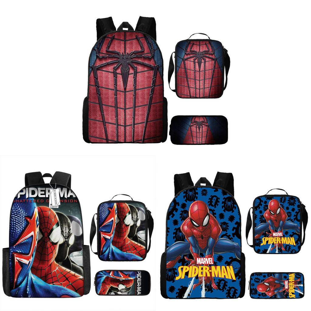 Spiderman School Backpack Set With Oxford Fabric Breathable Waterproof For Kids