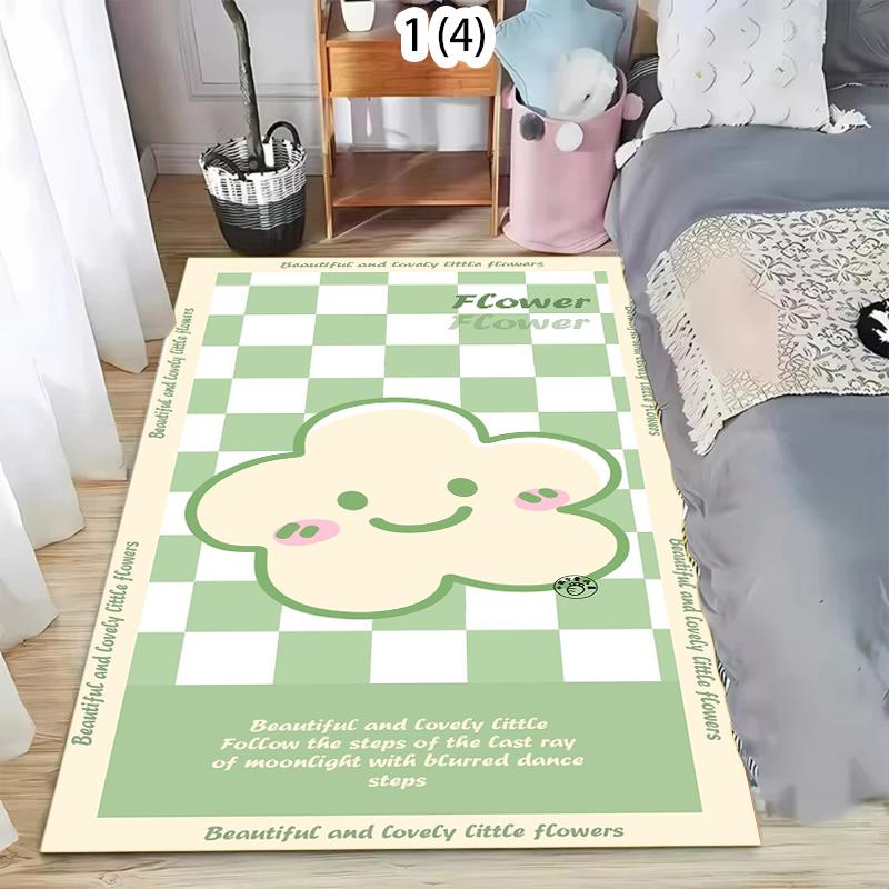 

Lily of The Valley Living Room Carpet Fresh Green Cartoon Flower Print Rug Modern Home Decor Soft Non-slip Floor Mat for Bedroom 40X60cm