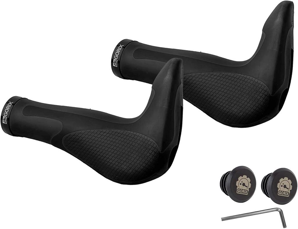 GORIX Bicycle Ergonomic Grip Bar End Shock Absorption Bicycle Grip with Cross Mountain x GX-849AD3-L1-G2 + Anti-Fatigue Lock-On [Compatible Bikes,