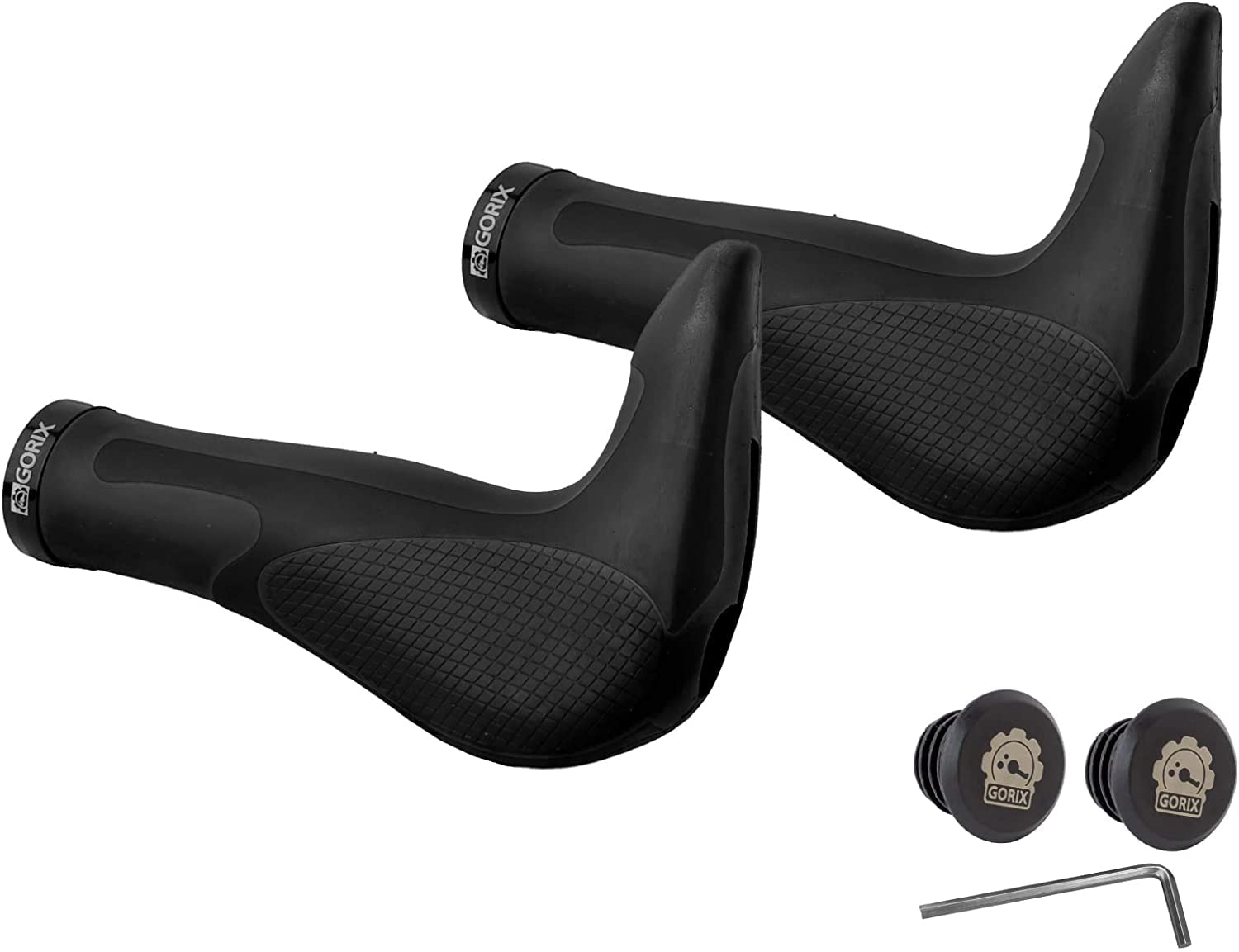 

GORIX Bicycle Ergonomic Grip Bar End Shock Absorption Bicycle Grip with Cross Mountain x GX-849AD3-L1-G2 + Anti-Fatigue Lock-On [Compatible Bikes,