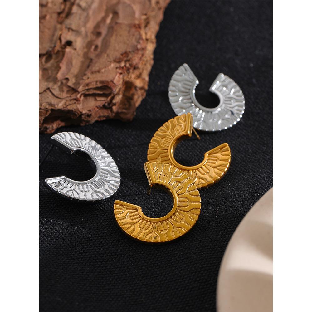 Boucles d'oreilles Géométriques Rondes Inhabituelles Yhpup en Acier Inoxydable Imperméables Anti-Rouille Métal Vintage Bijoux d'Oreilles Attractifs Cadeau Enseignant