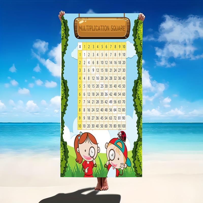 Oversized Microfiber Beach Towel for Kids, Large Multiplication Table Pool Towel, Quick Dry Math Learning Blanket for Travel