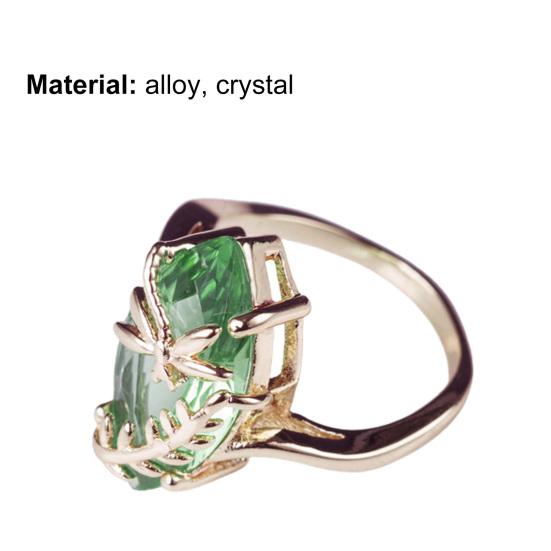 Transparent Rhinestone Ring Gemstone Emerald Faux Decor Dragonfly Ring for Wedding