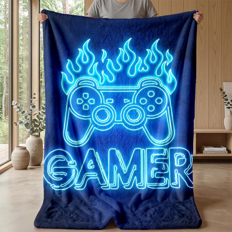 Fiery Gamepad Design Theme blanket Lightweight Warm Flannel Blanket Decorative Throw Blanket for Home Decoration