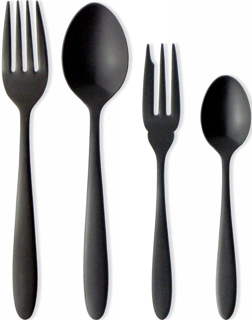 Nagao Tsubamesanjo Sumidame Dinner Cutlery Set of Stainless Black Oxide Made In Japan 4, 18-0 Steel, Color,