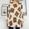 Women Plus Size Round Neck Long Sleeve Plaid Print T Shirt Loose Longline With Pockets