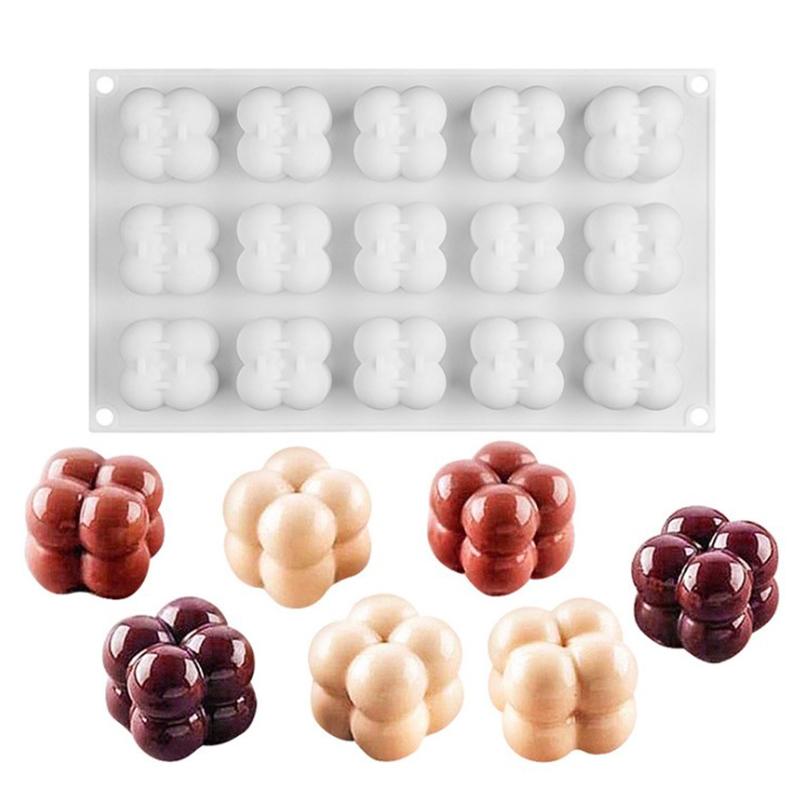 1Pc 15 Cavity Magic Cube Cake Mold Silicone Fondant Dessert Pastry Mould