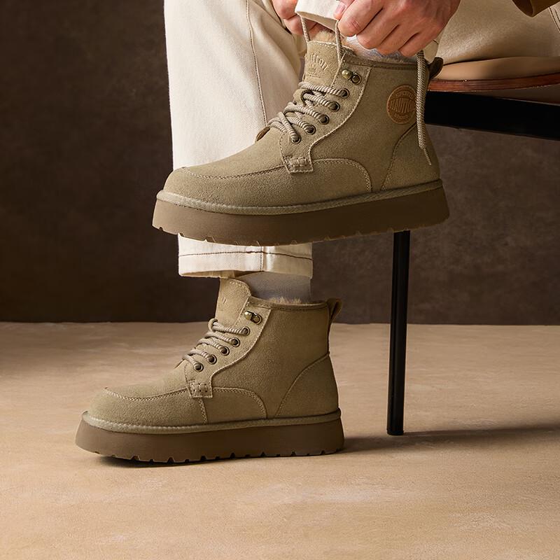 HAUT TON Men's Retro Winter Lace-up Boots