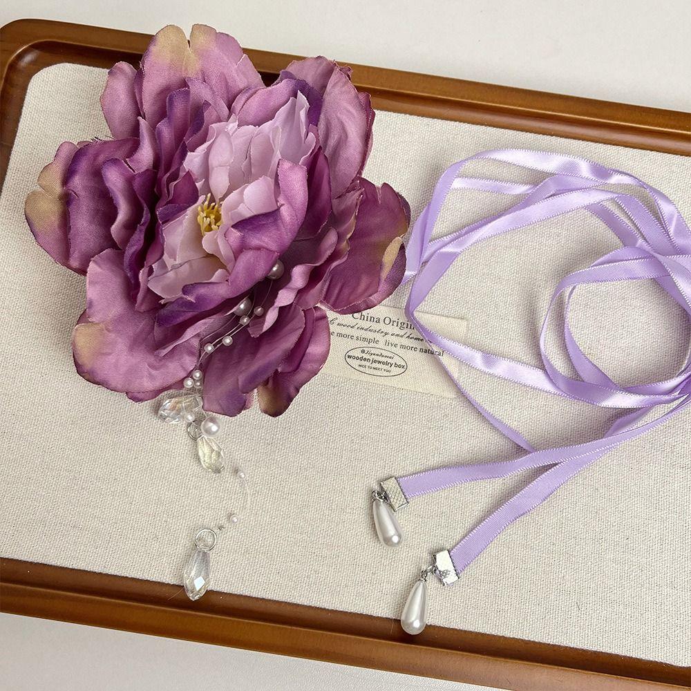 Korean Style Sweet Flower Choker Lace Up Floral Clavicle Chain Zantedeschia Necklace  Banquet