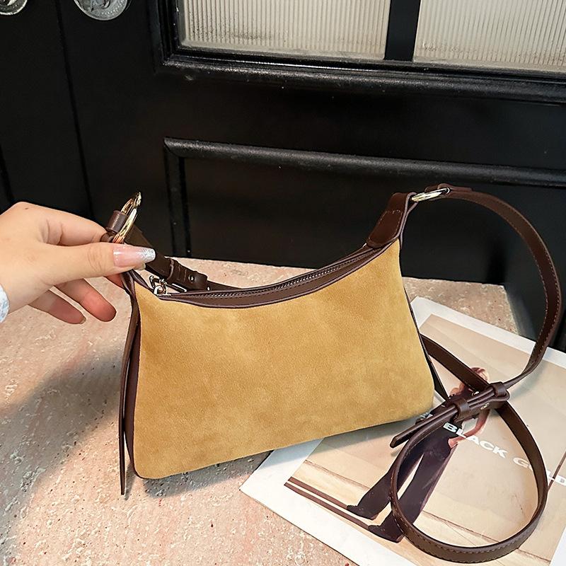 

New niche retro suede underarm bag women s fashion texture crossbody dumpling bag shoulder bag коричневый
