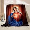 1PC Woman holding Sacred Heart Print Blanket Warm Soft Fluffy Kids and Adult Sofa Bed Throw Blanket Outdoor Travel Camping RV