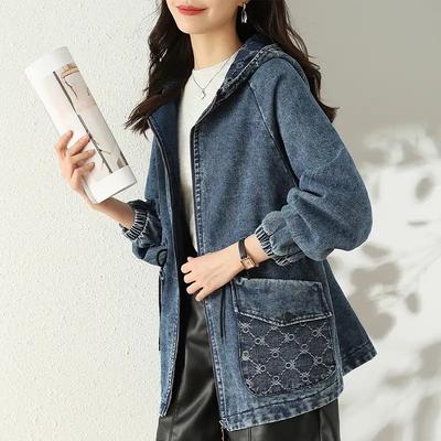 Denim Jacket Cotton Winter Women Winter Hooded Vintage Oversized Warm Jacket Coat