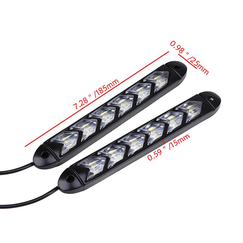 Flexibilné LED denné svietenie do auta Vodotesné šípkové blikače Výstražné svetlá Biely/Jantárový pásik Smerové svetlá