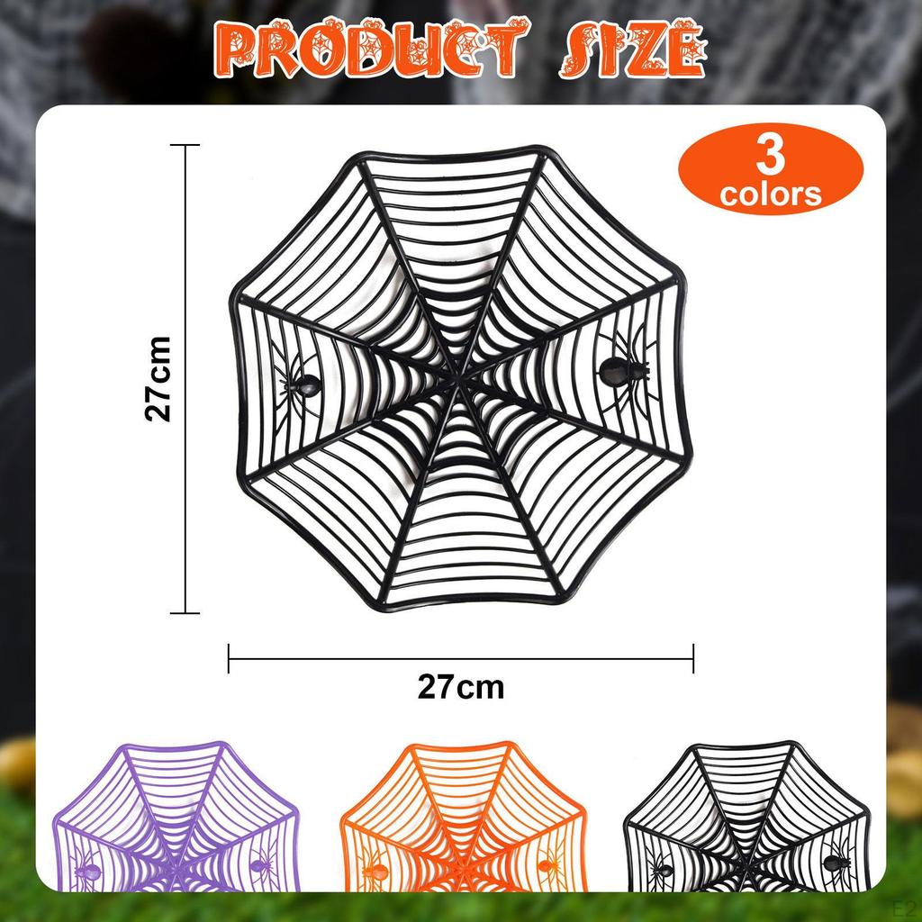 3Pcs Halloween PP Web Candy Serving Bowls Multipurpose In Orange Black Snacks Trays for Parties