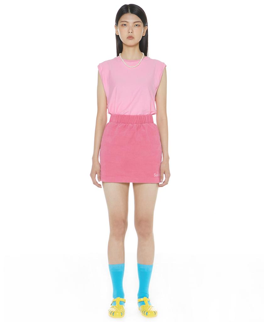 Suki Embroidered Logo Mini Corduroy Skirt (Raspberry)
