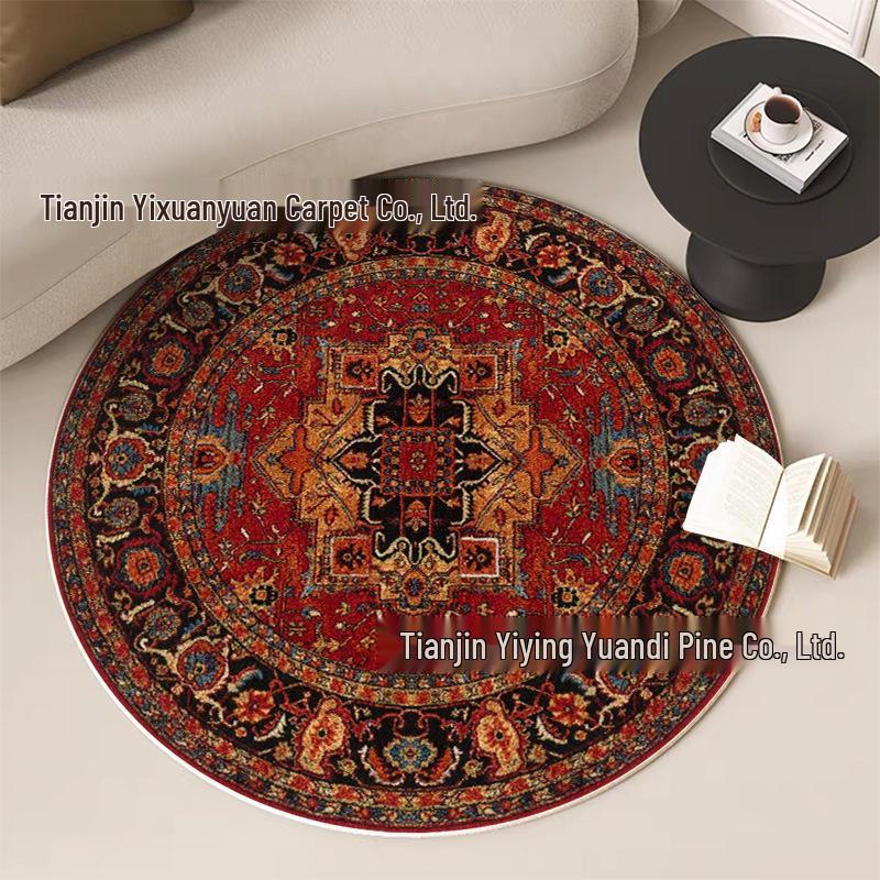 Vintage Crystal Velvet Round Carpet - Large Area Living Room Coverage