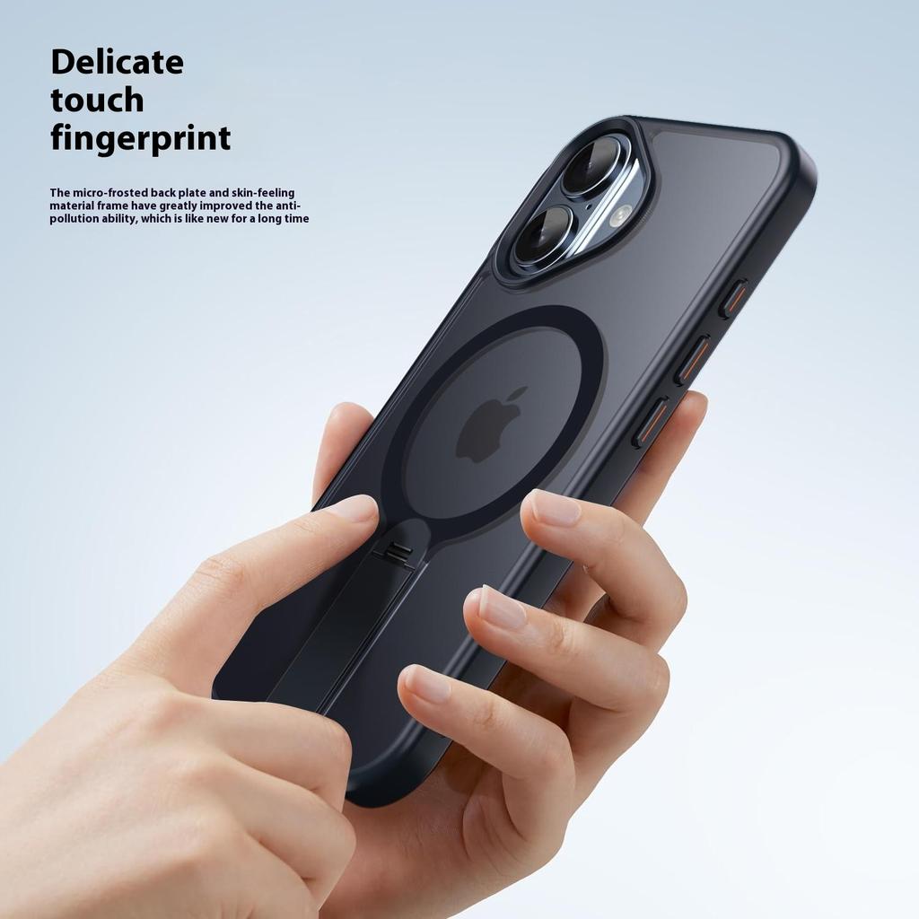 For iPhone 16 Plus Case Compatible with MagSafe Rotating Straight Kickstand TPU+PC Matte Phone Cover