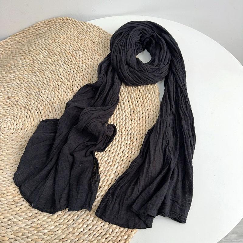 Thin Cotton And Linen Striped Scarf Literary And Versatile Soft Neck Protection Silk Scarf Women'S Travel Shawl