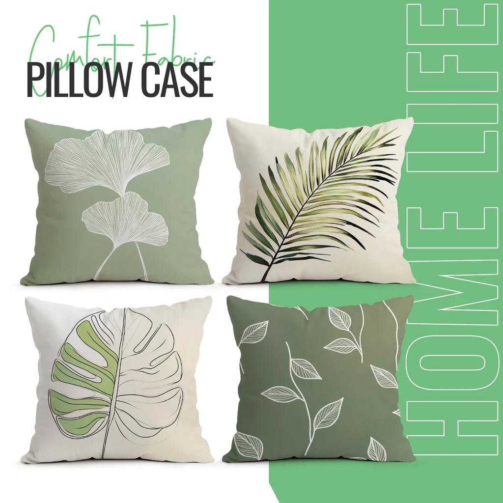 Modern Plants Cushion Pillowcase Printed Polyester 45X45Cm Throw Pillowcover Decorative Sofa Cushion Pillowslip Home Decor