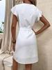 European & American V-neck Lace Splice Tie-up Dress for Women – Solid Color Summer Fashion