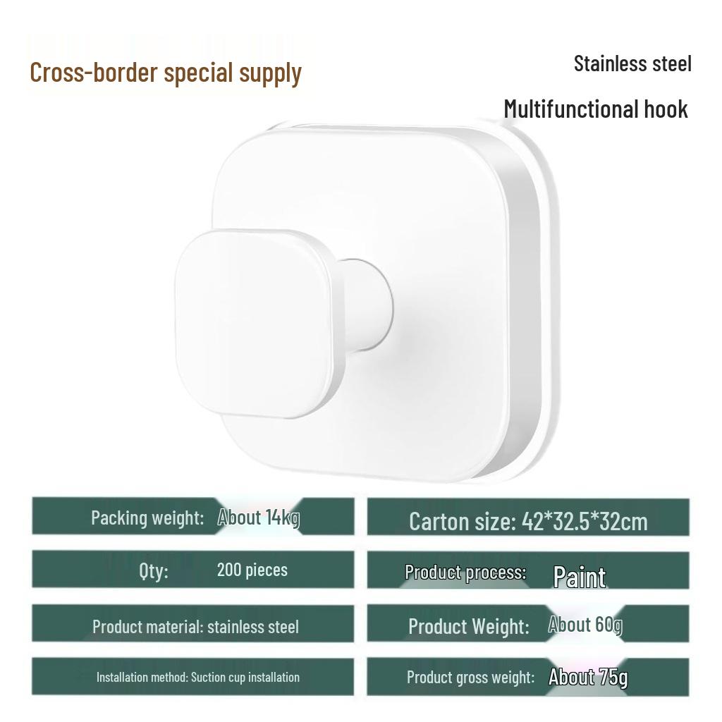 Stainless Steel No-Drill Suction Cup Hook - Strong Load-Bearing for Bathroom and Toilet