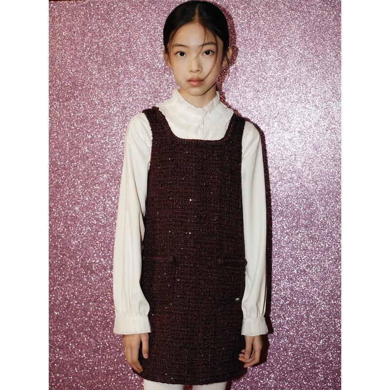 ELLE KIDS Girls' Elegant French Style A-line Sleeveless Winter Dress