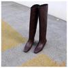 Minimalist Style Flat Bottom Inner Height Increase Boots Women's 2025 New Popular High Knight Boots Square Sleeve Thin Boots