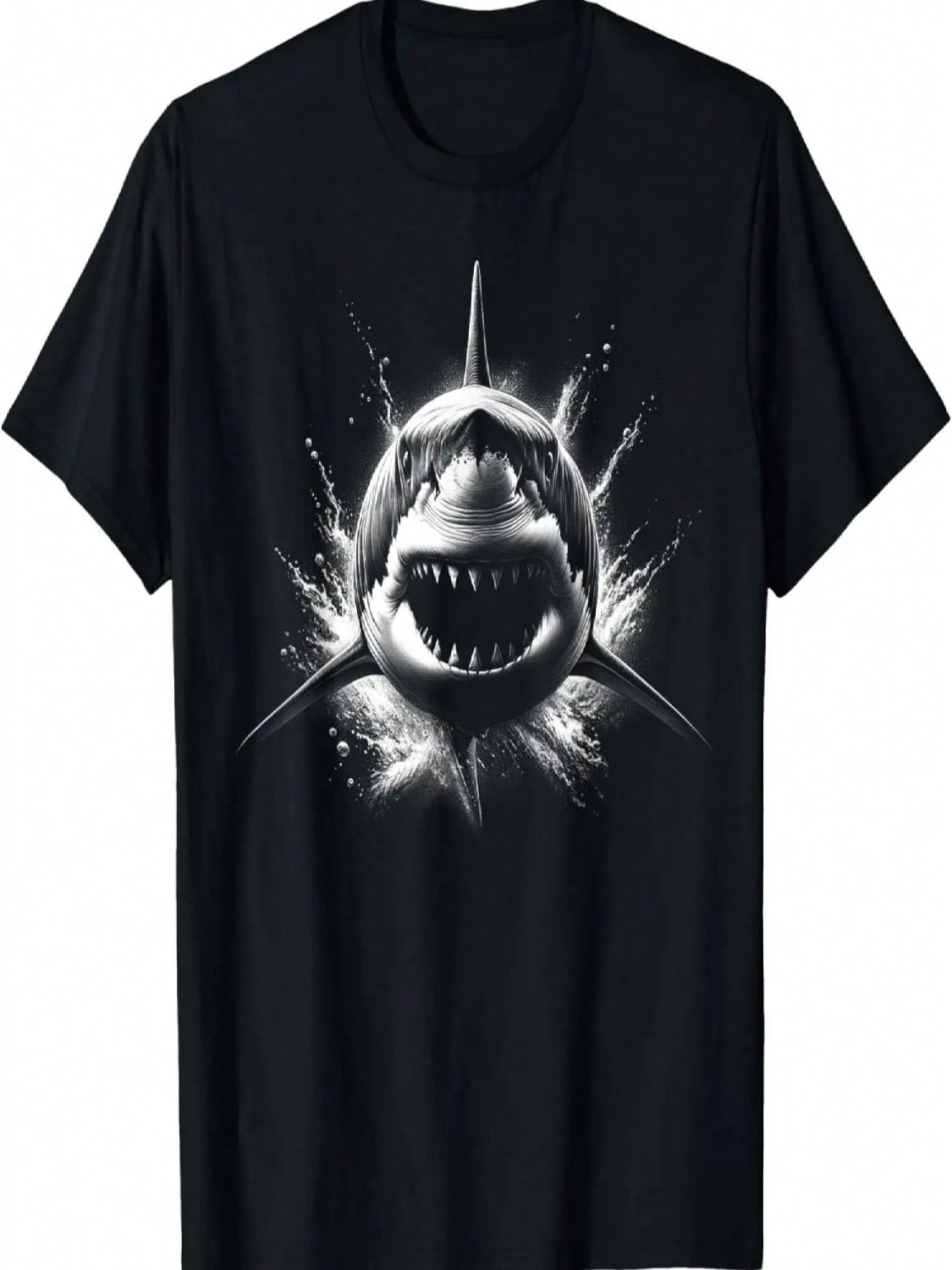 Cool Shark With Open Mouth In Black And White Style T-Shirt S разноцветный