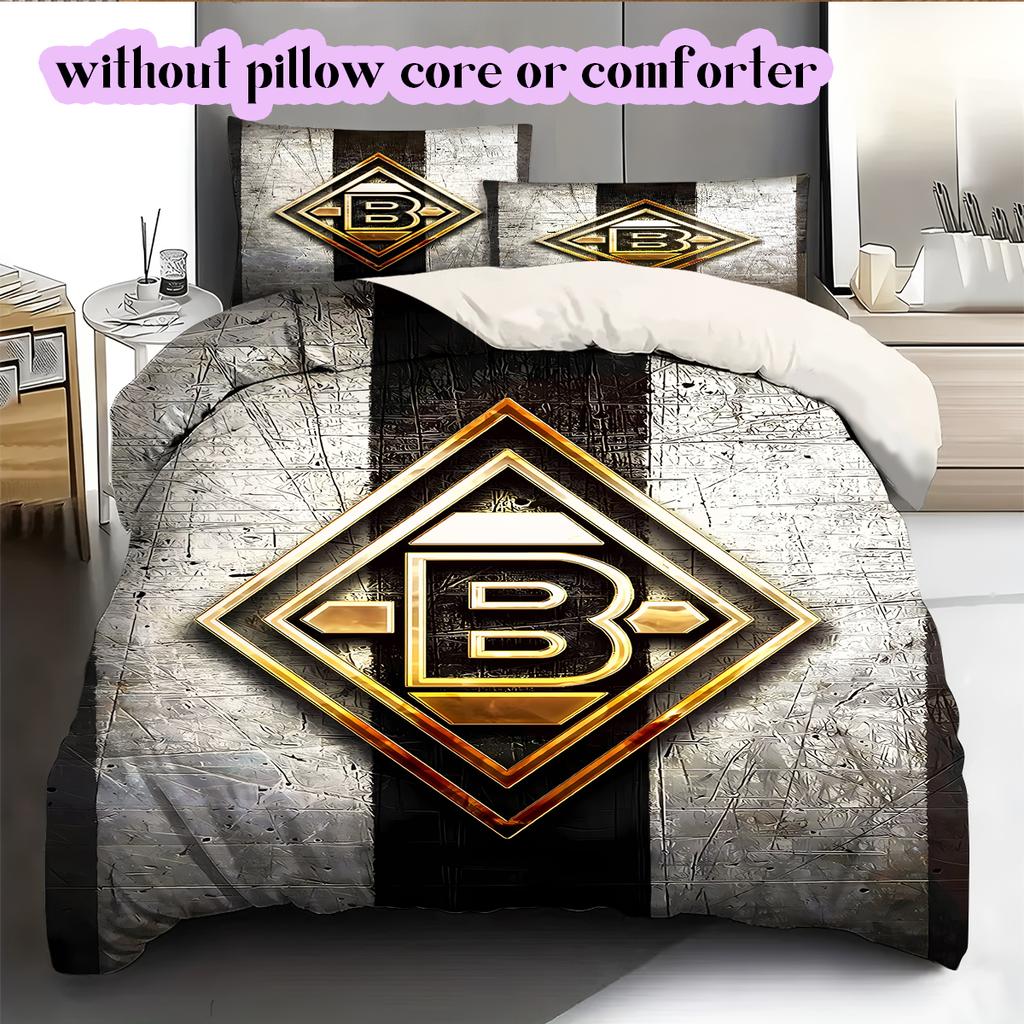 Set cu model logo hochei pe gheață cuvertură cu față de pernă Decorare casă Cadou de ziua de naștere (1*husa de pilotă+ 2*fețe de pernă, fără umplutură)