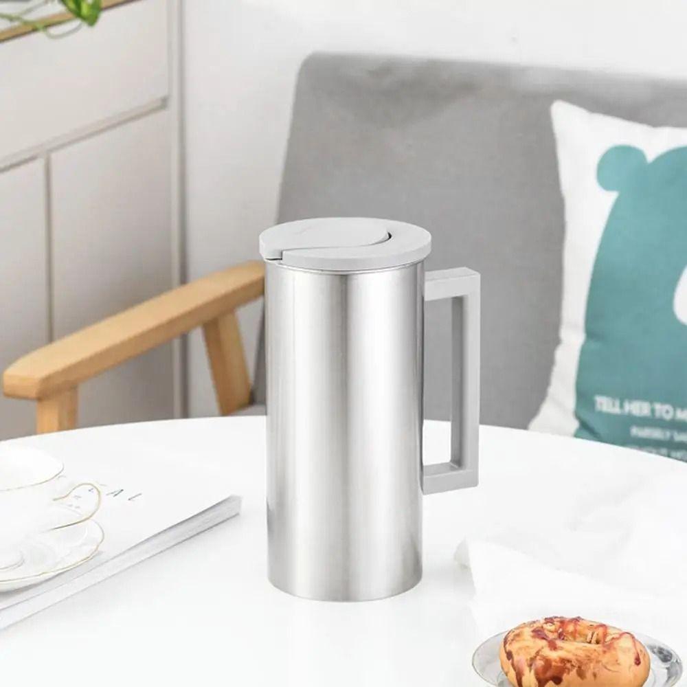 Stainless Steel Large Water Jug Flip Top Lids Iced Tea Pitcher Metal Water Bottle  Travel