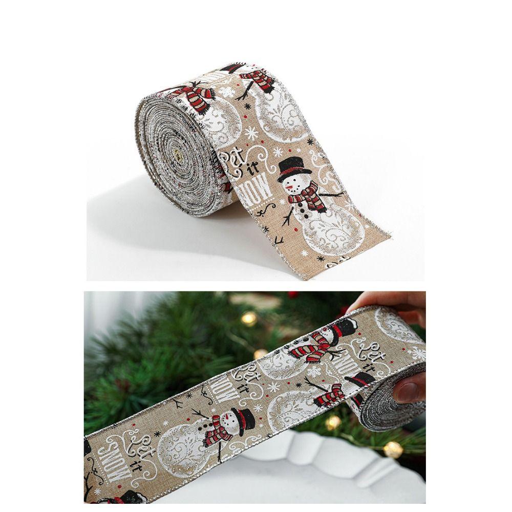 New Christmas Red Ribbon Wrapping 2m with Wired Edge Fabric Swirl Ribbon Xmas Gift DIY Burlap Ribbon
