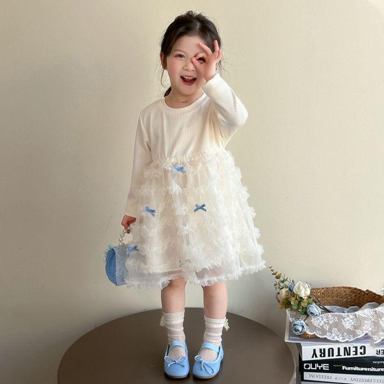 Girls' Spring & Autumn Cardigan Princess Dress Set 2025 - Sweet Two-Piece Outfit for Kids