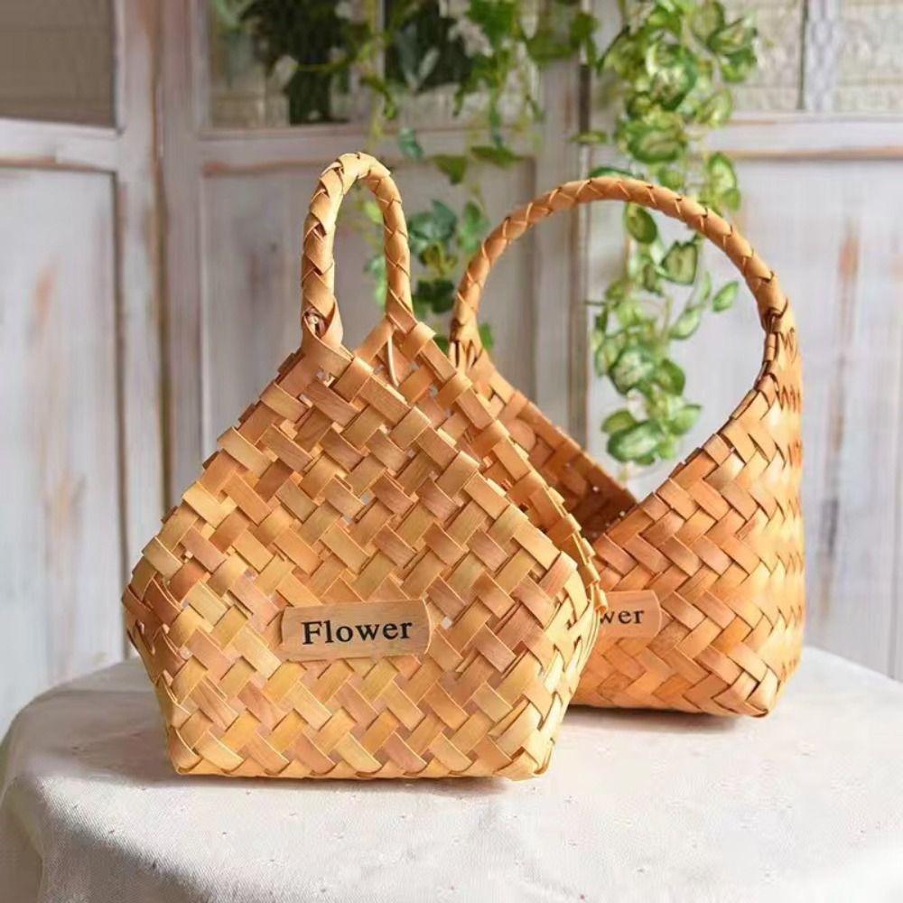 

Handmade Storage Basket Wall Mounted Gift Packaging Box Flower Holder Mid Autumn Festival S-Style B