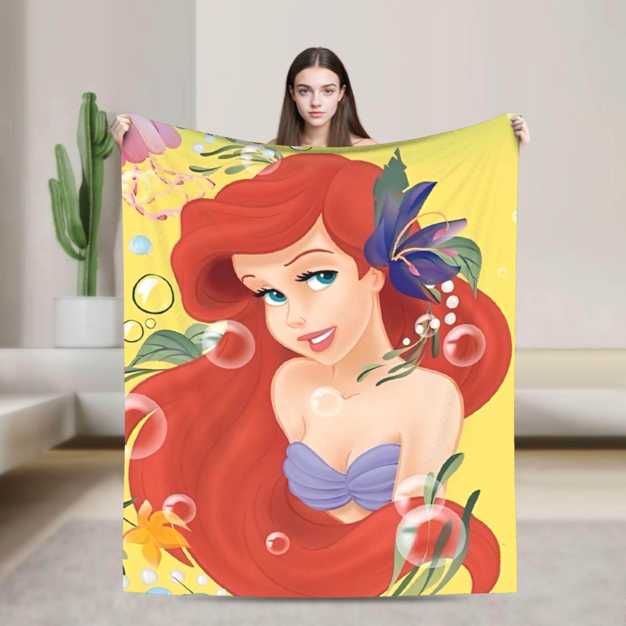 

The Little Mermaid Cartoon Warm Soft Blanket Office Plush Throw Blanket Pattern Couch Bed Flannel Bedspread Sofa Bed Cover 75x90cm